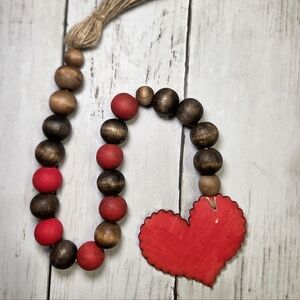 Hand Painted Rustic Heart Bead Garland